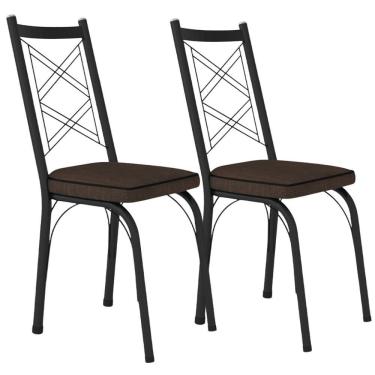 Imagem de Kit 2 Cadeiras Tubular Europa 143 Preto Assento Artef Madeira Imbuia