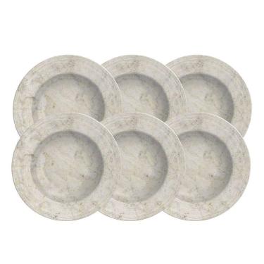 Imagem de Kit Prato Fundo Tramontina Travertino Em Porcelana Decorada 23 Cm 06 Peças Tramontina