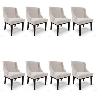 Imagem de Kit 08 Cadeiras Liz Veludo Base Fixa Madeira PretoCinza