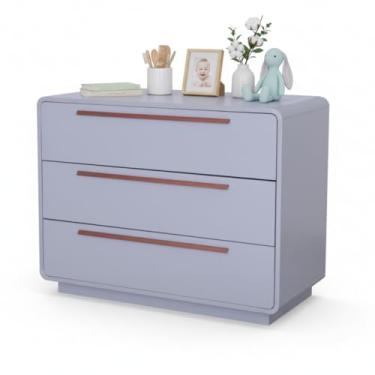 Imagem de Cômoda Infantil Wave Divicar com Cantos Redondos - 4 Gavetas, Design Moderno, Segura e Pintura Atóxica para Bebê (CINZA)