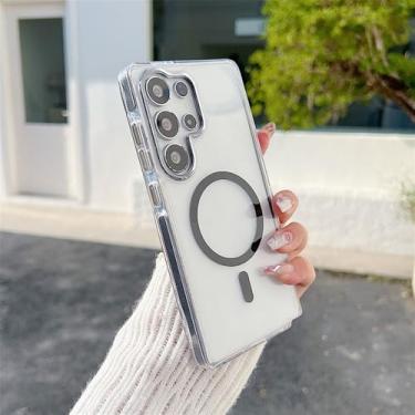 Imagem de Capa rígida magnética de acrílico transparente de luxo, preta, para Galaxy A15 5G