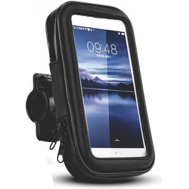 Imagem de Ajustável Suporte para Celular, Capa Protetora à Prova d'Água para Bicicleta e Moto, Rotação 360°, Compatível com Smartphones até 17cm, com Tela Touch Screen e Zíper
