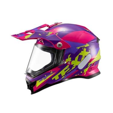 Imagem de Kit Capacete Texx Cross Carcara Grow Rosa Com Ventilações E Luvas Pista V2 Azul Verde 5Xl