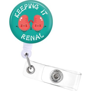 Imagem de Plifal Clipe de suporte de carretel de crachá de urologia - Rim bonito retrátil para crachá de identificação com clipe jacaré, enfermeira de escritório, enfermeira, trabalhador médico, acessórios para