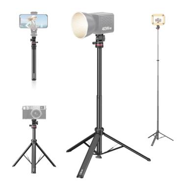 Imagem de ULANZI MT-80 Suporte tripé de alumínio, tripé extensível de 2,13 m para câmera e celular para viagens, abertura automática, parafuso de 1/4", cabeça esférica de 360° Suporte portátil para luz