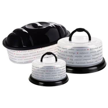 Imagem de Kit Mesa Posta Boleira E Queijeira Com Tampa De Rosca E Alça + Porta Pães Serve Pão Bpa Free Decoração