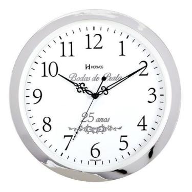 Imagem de Relógio De Parede Bodas De Prata Cromado Herweg 6816