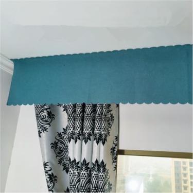 Imagem de Cortinas blackout personalizadas autoadesivas simples 100% bloqueio de luz para quarto, sala de estar, cobertura de persiana superior para casa e apartamento (turquesa, 299 cm L x 33 cm C (pacote com