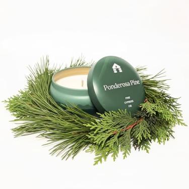 Imagem de Vela perfumada Bluecorn Aromática, Pinheiro Ponderosa, pinheiro, cipreste e abeto, cera de coco vegana, vela de Natal limpa e de longa duração, decoração de casa de inverno, presentes de Natal, feito