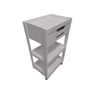 Imagem de Carrinho Auxiliar com Rodas 65,5cm - Carrinho Organizador Multiuso para Estética e Escritório - Preto/Branco/Rosa(Branco COM Gaveta)