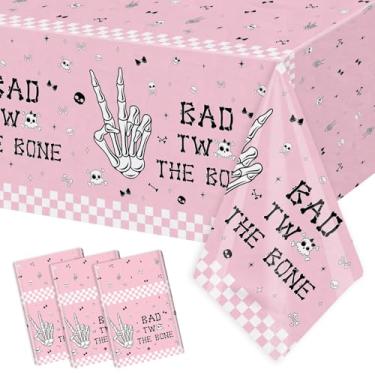 Imagem de AIBIIN Toalha de mesa Bad 2nd The Bone para meninas, tema esqueleto, decoração de 2º aniversário, tema musical, rock and roll, decoração de aniversário Born to Rock, artigos de festa