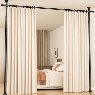 Imagem de Divisor de sala sem perfuração, varão de cortina, divisória de parede para separação de cômodos, 1,2 a 3 m (A) 71-177,8 cm (L) ajustável, resistente do chão ao teto divisor de parede portátil para