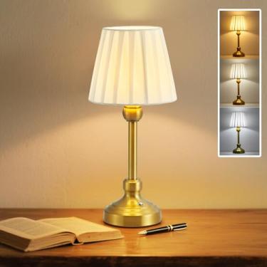 Imagem de DPXEKQ Candeeiro de mesa pequeno sem fio para sala de estar, lâmpadas de mesa modernas de LED de cabeceira lateral para quarto, luminária de mesa recarregável operada por bateria para fazenda