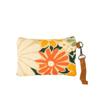 Imagem de COTT N CURLS Carteira de pulso floral Doodle - 12 x 43 bolsas de flores para mulheres, lona impressa em aquarela e couro, bolsa casual de verão, bolsas de verão, presentes fofos para mãe, irmã, tia