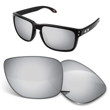 Imagem de Biyxpiv Lentes de substituição de 1,5 mm compatíveis com óculos de sol Oakley Holbrook XXL OO9487, antiarranhões e resistentes a impactos, Prata escura espelhada