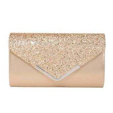 Imagem de SANOVIO Bolsa clutch Sparkle para mulheres | Bolsa noturna brilhante conversível 3 em 1 e bolsa de festa | Presente de casamento, Champanhe-3