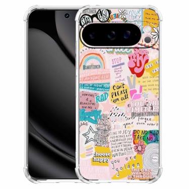 Imagem de malegaon Colagem de palavras populares com citações positivas independentes, capa completa de TPU macio moderno para Google Pixel 10 Pro XL transparente