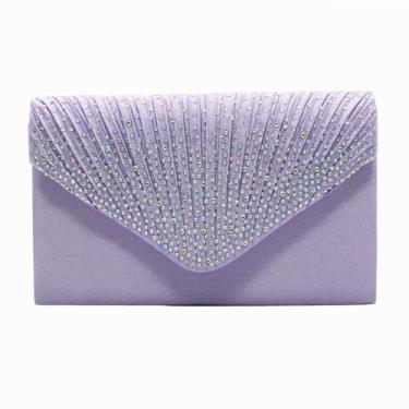Imagem de YUGAORULI Bolsas de mão femininas para noite, festa de casamento, strass, para coquetel, formatura, jantar, Roxo claro