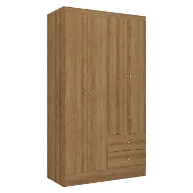 Imagem de Guarda Roupa Solteiro Astro 4 Portas Almendra Acetinado E Multiuso Space Almendra - Thb