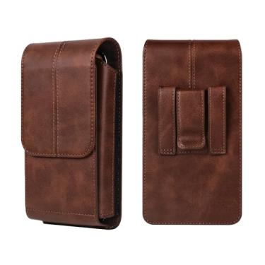 Imagem de Coldre de cintura para smartphone com mosquetão, pochete de couro para celular, vertical, à prova d'água, estojo de transporte para celular, clipe de cinto, bolsa de cinto com alça para cinto com slot