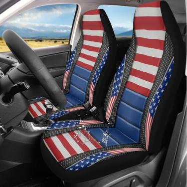 Imagem de gearider Capa de assento de carro com bandeira americana para mulheres, impermeável, antiderrapante, proteção para banco frontal, acessórios automotivos, ajuste universal na maioria dos veículos