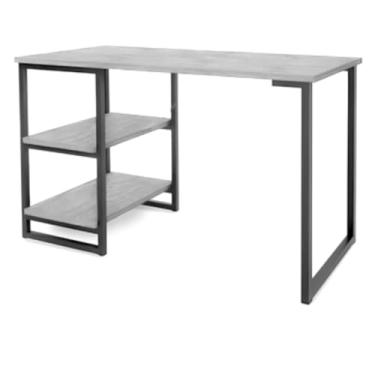 Imagem de Mesa Escrivaninha Industrial para Home Office com Prateleiras de Metal - Estilo Moderno e Funcional(Branca)
