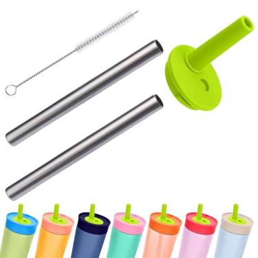 Imagem de Mity rain Bocal e canudos de metal de substituição para garrafa de água Owala - Canudo de silicone superior, junta circular e conjunto de canudo de aço inoxidável para copo Owala (verde)