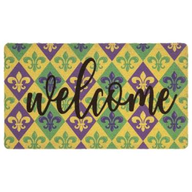 Imagem de Eohak Carnival Welcome Capacho de entrada ao ar livre colorido carnaval capacho engraçado 43 x 73 cm