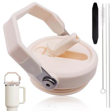 Imagem de Tampa de canudo dobrável com alça para copo Stanley de 1,134 g premium à prova de vazamento, acessórios de substituição destacáveis, ajuste perfeito para Stanley Quencher, copo ProTour, design sem