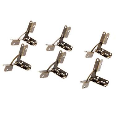 Imagem de 12pcs porta de mobília antiga dobradiças de bronze jóias presentes case de vinho relógio caixa de madeira l lid l l 90 graus de apoio mola display da dobradiça YYDFPIIA