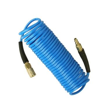 Imagem de Mangueira de ar de recuo de poliuretano, mangueira de compressor de ar com acoplador e plugue rápido industrial de 1/10.2 cm, azul de 6 cm de comprimento, 1 peça