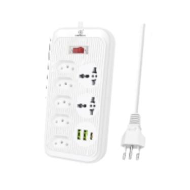 Imagem de Filtro de Linha Inteligente com 5 Tomadas, 2 USB e 1 Tipo-C – 2 Tomadas Universais, Cabo Reforçado de 1,9m, Proteção Contra Sobrecarga e Carregamento Rápido (BRANCO)