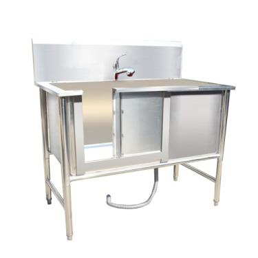 Imagem de Banheira de aço inoxidável para cães, banheira de cuidados para cães de estimação grande com torneira, pia de chuveiro para cães grandes e médios (100 cm/39,3 pol, 50 cm/19,6 pol)