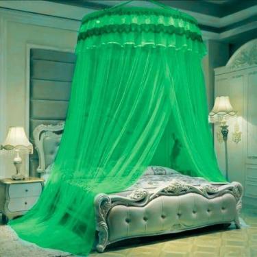 Imagem de Mosquiteiro Gigante de Teto Casal/King/Queen 14m com Abertura Lateral | Renda Luxo | Proteção Total Contra Mosquitos(verde)