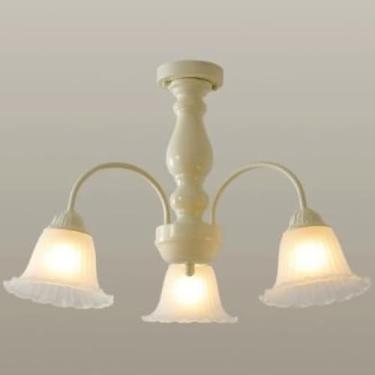 Imagem de Lustre vintage estilo francês e americano campestre - cor creme | Iluminação principal ideal para sala de estar, quarto, escritório em estilo europeu e sala de jantar (3 lâmpadas)