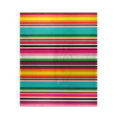 Imagem de Blueangle Manta de listras mexicanas coloridas super macio e quente, 127 x 152 cm, leve para todas as estações, cobertor aconchegante para cama, sofá, sofá, fácil de cuidar (391)