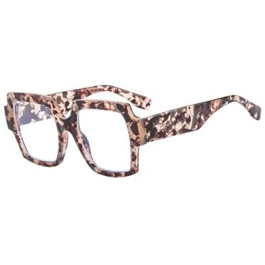 Imagem de Óculos de grau femininos com armação grande e colorida, estilo leopardo, transparente (3)