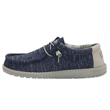 Imagem de HEYDUDE Wally Stretch masculino | Mocassins masculinos | Sapatos masculinos sem cadarço | Confortável e leve, Wally Moonlit Ocean, 44