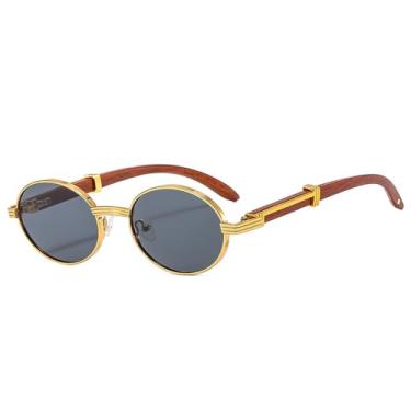 Imagem de Óculos de Sol Oval Masculino com Lentes Transparentes Degradê e Proteção UV400 para Esportes ao Ar Livre, Corrida e Ciclismo, Cinza Dourado