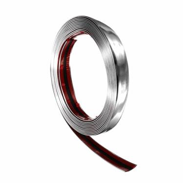 Imagem de HARFINGTON Moldura de acabamento de parede de 5 m x 2 cm, fita autoadesiva de PVC flexível para parede, teto, piso, armário, azulejo, borda, bordas, espelho, prata