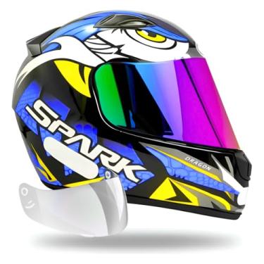 Imagem de Capacete Ebf New Spark Dragon Masculino Azul + Viseira Camaleão (58)