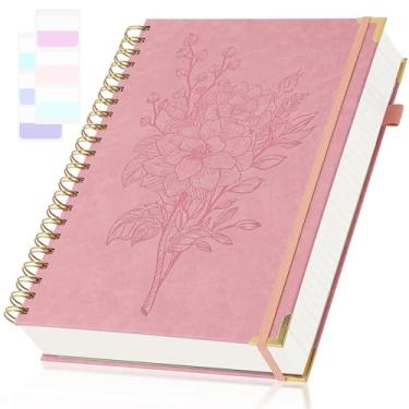 Imagem de Caderno espiral de 21,6 cm x 28 cm, pautado na faculdade, caderno de capa dura com páginas numeradas, diário para mulheres, caderno de couro para trabalho, escrita, caderno estético grosso, rosa