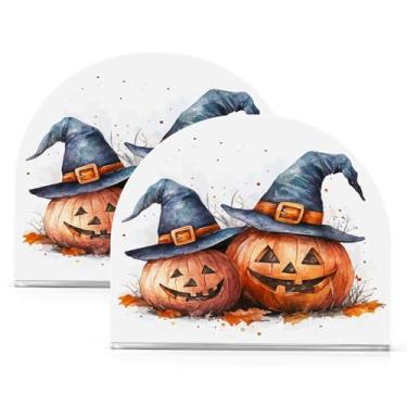 Imagem de Wassud Abóboras chapéus de bruxa suporte de guardanapo acrílico, dispensador de guardanapo de papel moderno em forma de U para mesa, cozinha, sala de jantar, bancada 2 peças (comporta 50-60