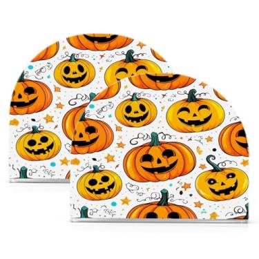 Imagem de Wassud Porta-guardanapos acrílico abóboras alegres moderno dispensador de guardanapos de papel em forma de U para mesa, cozinha, sala de jantar, bancada 2 peças (comporta 50-60 guardanapos)