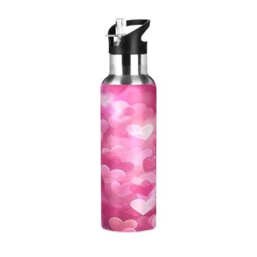 Imagem de Wassud Garrafa de água Cute Love (2) garrafa de água esportiva de aço inoxidável com canudo garrafas de água isoladas copo portátil de viagem 946 ml