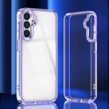 Imagem de Capa transparente de luxo para Samsung Galaxy A17 A07 A56 A36 A26 A16 A06 A55 A35 A25 A15 A54 A34 A14 A24 A05 A05s, capa à prova de choque (para Galaxy A54 5G/ROXA)
