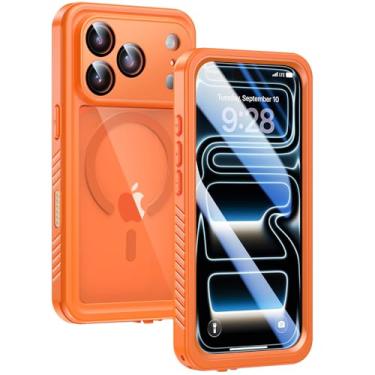 Imagem de Lanhiem Capa magnética à prova d'água para iPhone 17 Pro, protetor de tela embutido e proteção de câmera, [compatível com MagSafe] Capa de celular resistente à prova de poeira de corpo inteiro de 6,3