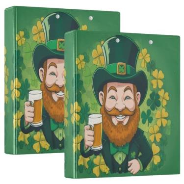 Imagem de Burbuja Pasta St. Patrick Beer com 3 argolas de 3 cm para trabalho de escritório, fichário aberto D serve para papel tamanho carta com vista clara, 2 bolsos, pacote com 2