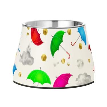 Imagem de Burbuja Tigela para cães Umbrellas de aço inoxidável para comida e água, antiderrapante para cães médios e gatos, 590 ml