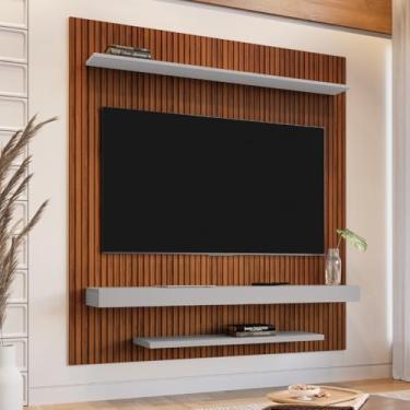 Imagem de Painel Para Tv Até 60 Polegadas Leme 2 Prateleiras Ripado Off White